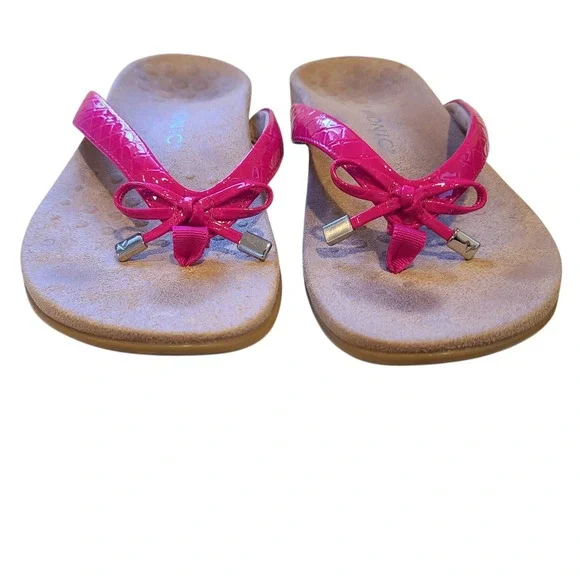 Vionic Sandals Bella II Pink Bow Flip Flop Comfort Orthotic Thongs Womens 8.5 - Picture 3 of 7